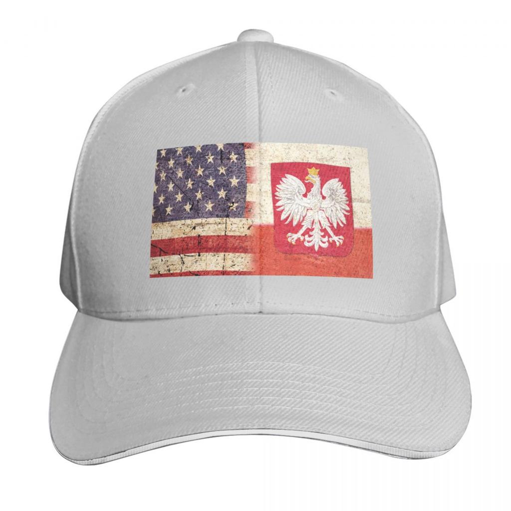 Flag of Poland and Flag of USA Polish Americans Gift Baseball Cap Hat Beach Rugby Luxury Brand hard hat Caps Unisex Womens