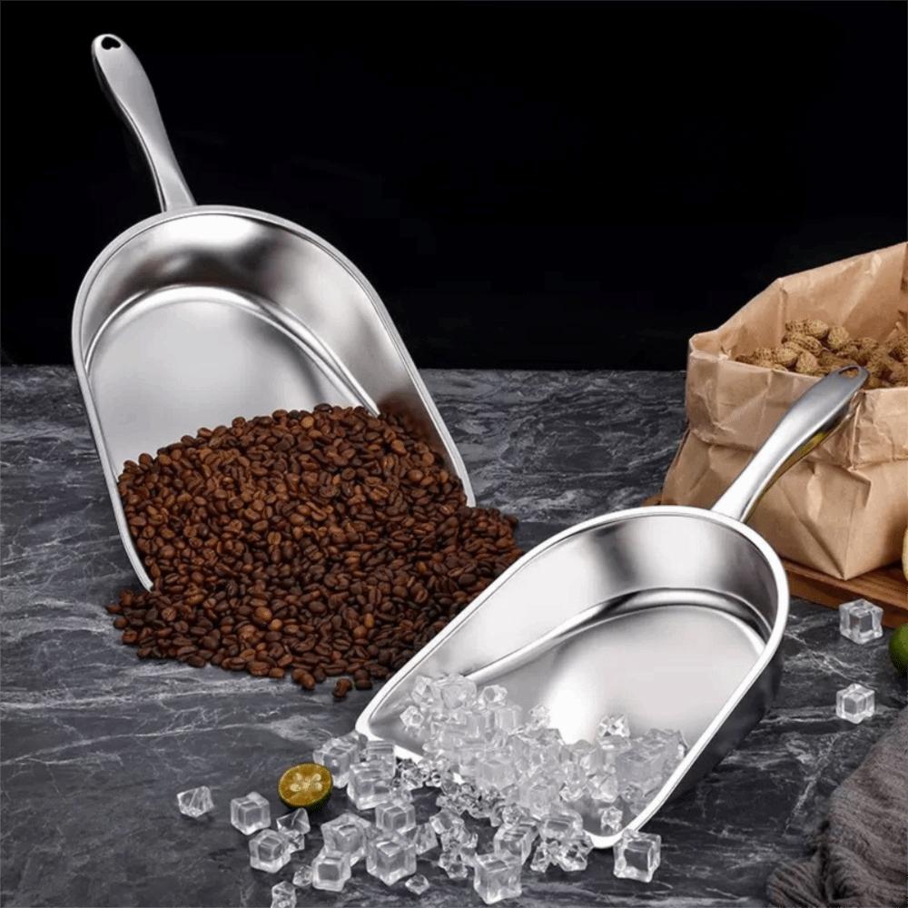 Large Capacity Stainless Steel Ice Cube Shovel Wide Opening French Fry Spatula Supermarket