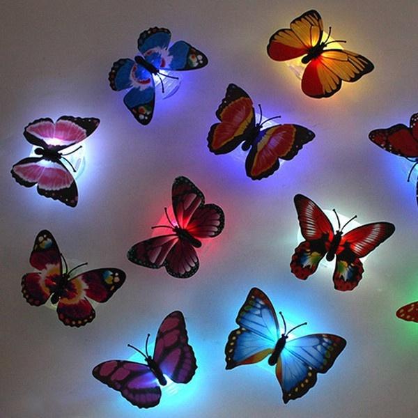 3D Double-layer Three-dimensional Butterfly Wall Decal Butterfly Luminous Small Night Light LED Luminous Bedroom Light Festival Scene Layout