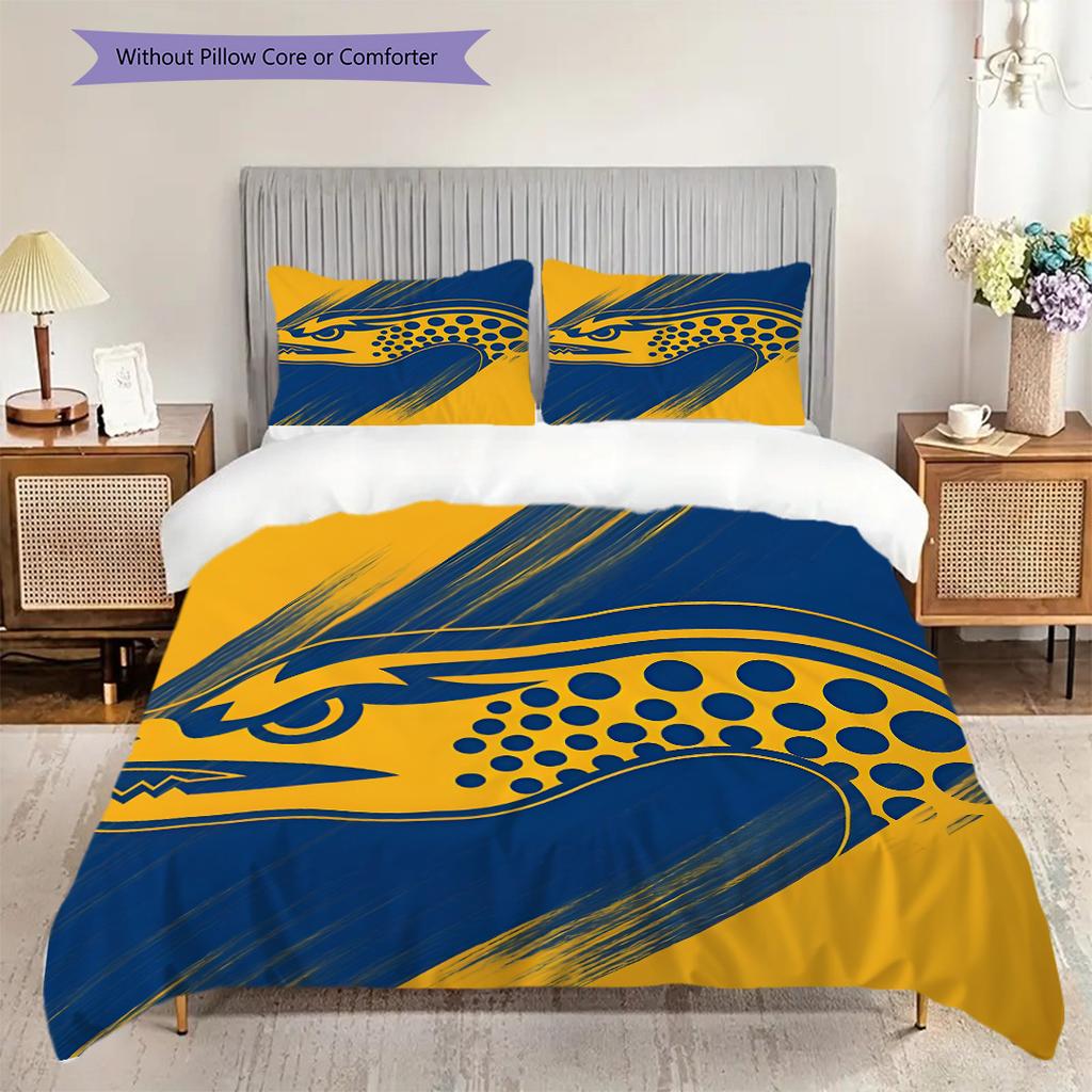 Parramatta Eels Pattern Bedding Quilt Set Quilt Cover Pillowcase Home Decoration Birthday Gift (1 * duvet cover + 2 * pillowcase, without core)