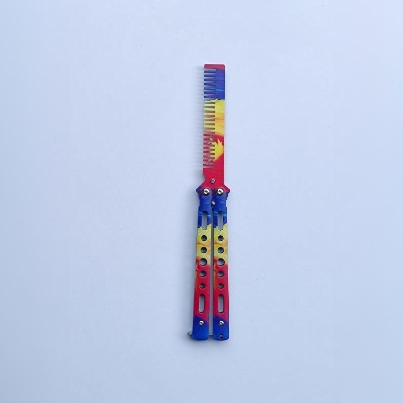 Butterfly Foldable Metal Knife Comb Safe Training Accessory for Hairdressing Salon Skill Practice