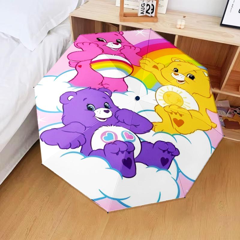 1PC Love Bears Automatic Folding Umbrella 8-Rib Travel Umbrella with Auto Portable Case, Ideal Gift for Birthdays