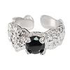 Punk Personality Dark Wind Black Zircon Irregular Opening Ring Female Niche Design Exquisite Stacked Ring Female