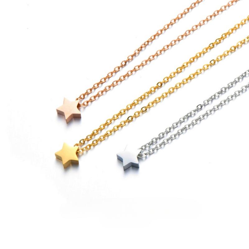 Gold Tiny Star Necklace For Women Dainty Single Star Pendant Stainless Steel Necklace Minimalist Celestial Jewelry Gift