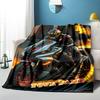 1PC Custom Name "Rider Flames Motorcycle Speed" flannel blanket versatile,all-season throw suitable for the living room,bedroom,camping,travel,and gif