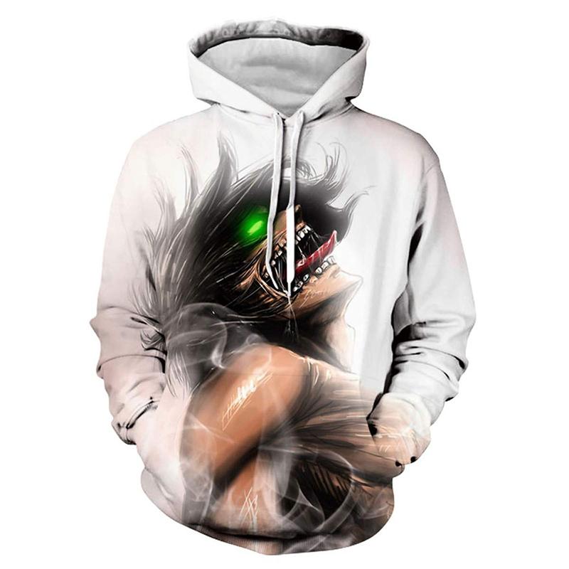 Толстовки с 3D принтом «Атака Титанов», мужские и женские модные пуловеры в стиле Харадзюку, повседневные толстовки большого размера с круглым вырезом