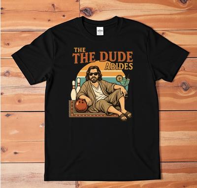 The Dude Abides T-Shirt | The Big Lebowski Movie Quote Tee | Retro Graphic Shir 1