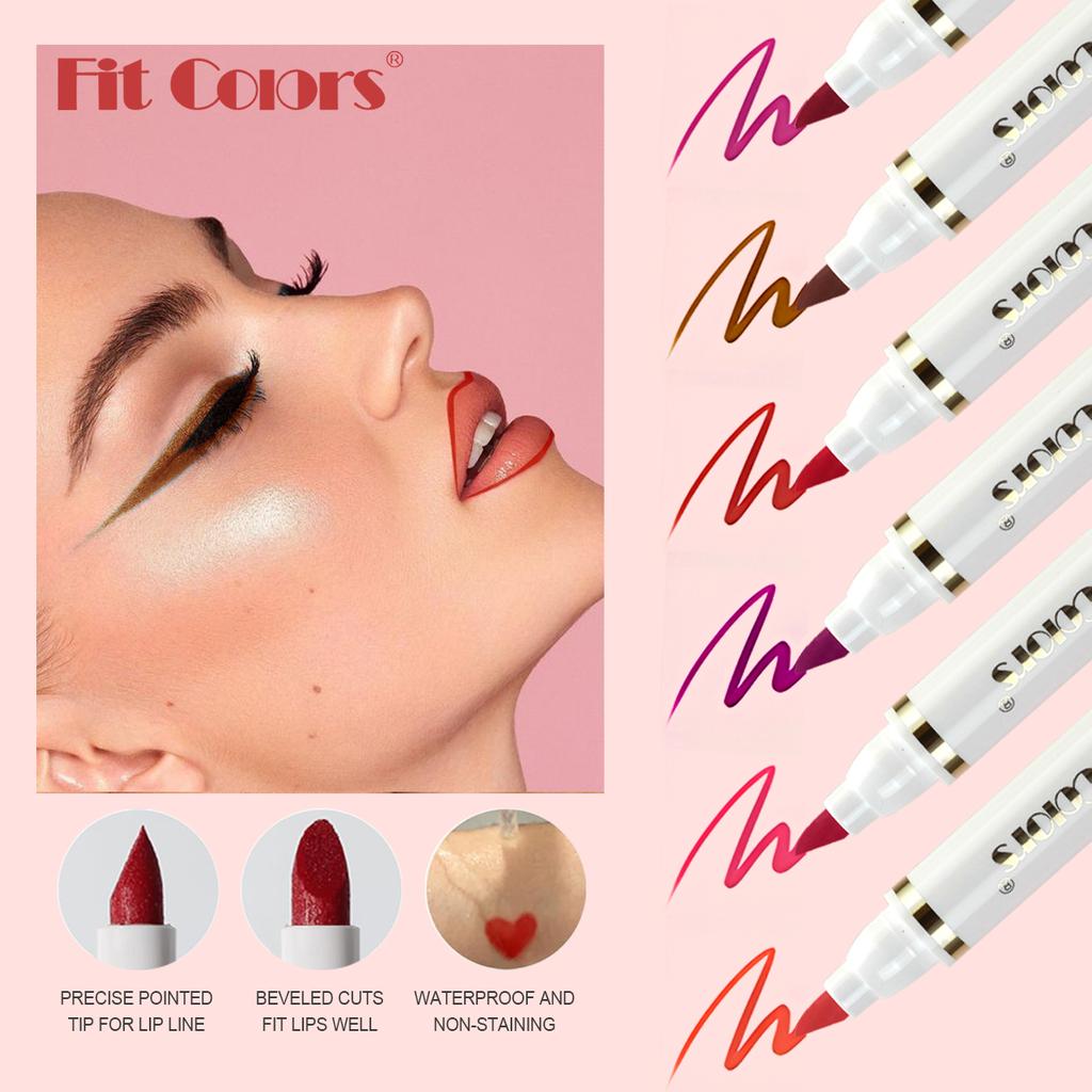 Fit Colors Карандаш для губ и помада-карандаш, Матовый бархатный стойкий водостойкий несмазывающийся карандаш-блеск для губ, Контуринг губ, Макияж, Косметика