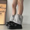 Женские меховые гетры, зимние меховые длинные сапоги с манжетами, нечеткие бахилы, праздничный костюм для праздника, фестиваля, выступлений, игр
