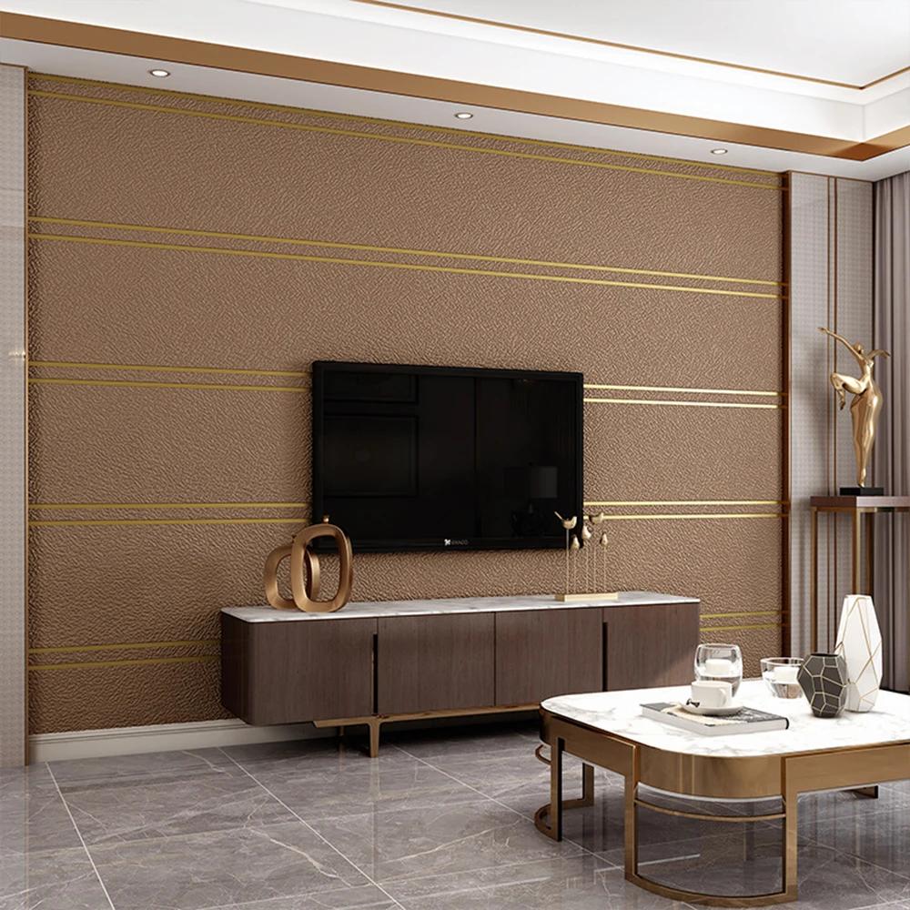Nordic Imitation Deer Skin Velvet Double Stripe Wallpapers Bedroom Living Room Non Woven Fabric Home Decoration Wallpaper