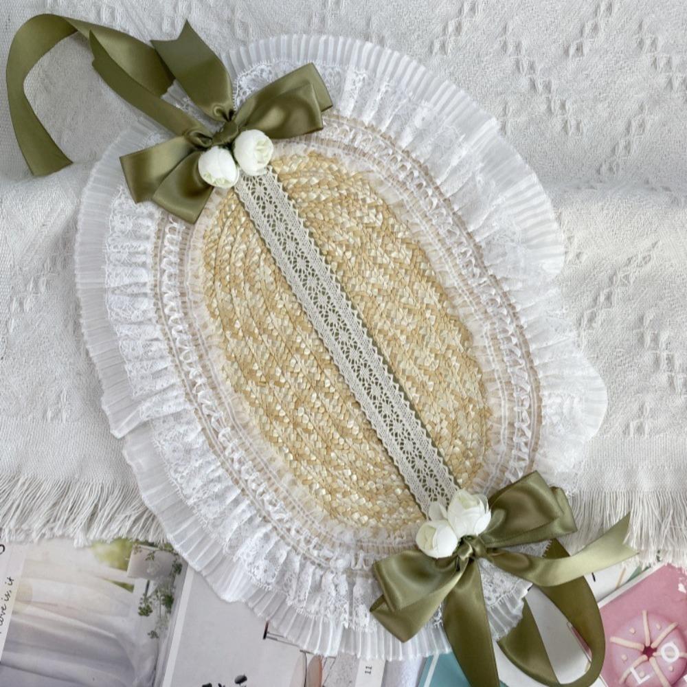 Пляжная шляпа с оборками и кружевом, шляпа с плоским верхом для элегантного чаепития, принцесса, пляж, отдых на открытом воздухе