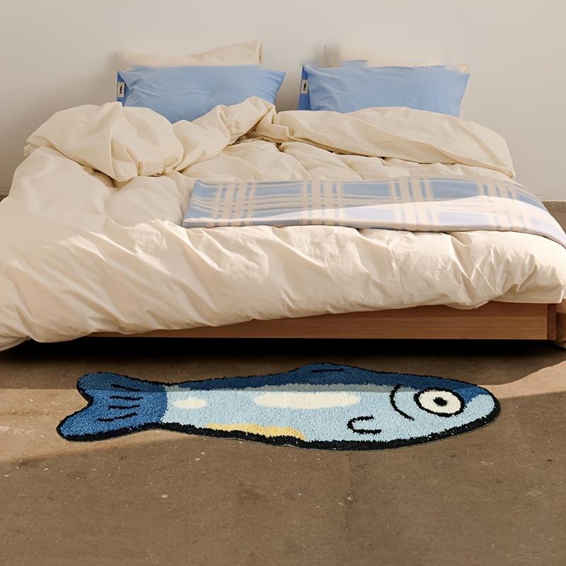 Salted Fish Design Rug Soft comfy cartoon salted fish mat, fit bedroom, balcony, bay window, bathroom and doorway for indoor & occasional outdoor use.