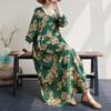2023 Осень Этнический Стиль Большой Размер Женское Свободное Платье с Длинным Рукавом и Принтом
