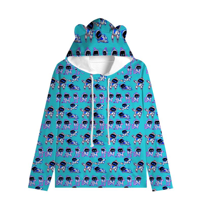 Толстовка с капюшоном «Кошачьи ушки» в стиле астронавта, уличная одежда для детей, пуловер с ушками в космическом стиле, мягкая унисекс-верхняя одежда для малышей