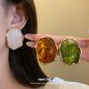Серебристая игла плиссированная смола овальный кулон серьги-гвоздики высокая чувственность темперамент элегантные серьги ретро легкая роскошь модные серьги