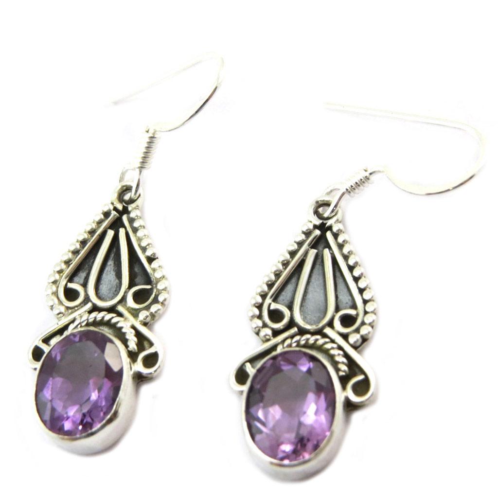 Les Trésors De Lily [P3771] - Amethyst 'Heaven' Silver Earrings - 22x10 Mm