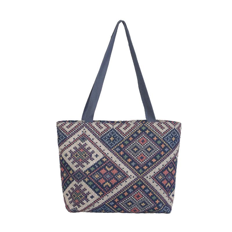 Осенняя новая сумка через плечо в этническом стиле, вместительная переносная сумка-тоут, популярная в этом году вязаная универсальная женская сумка для поездок на работу