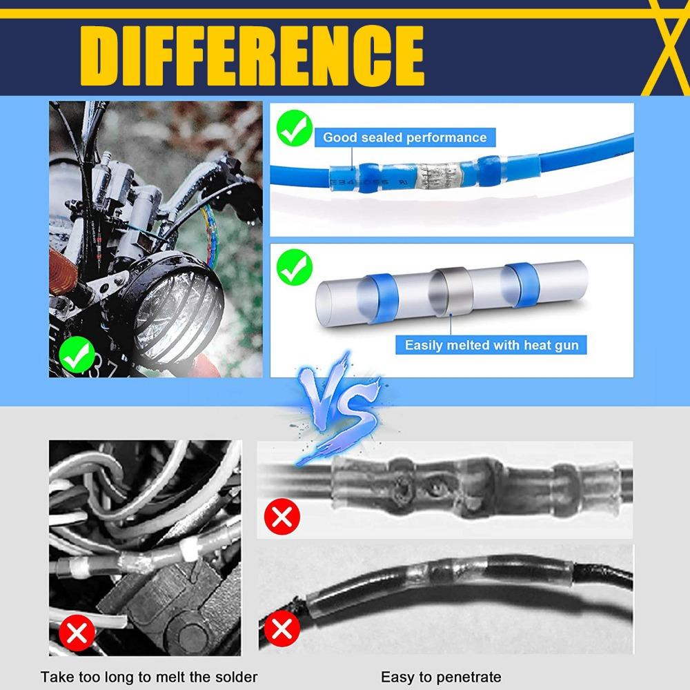 50-1200PCS Waterproof Solder Seal Wire Connectors Heat Shrink Butt Crimp Terminals Electrical Cable Splice for Automotive Marine