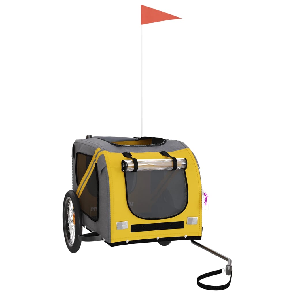 Bicycle Trailer for Dogs Yellow and Grey Oxford Fabric and Iron