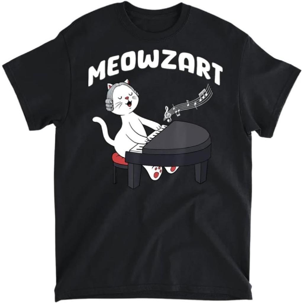 Meowzart Любитель кошек Забавная игра на пианино Музыкант Пианист Футболка, Рубашка с длинным рукавом, Свитшот, Худи Унисекс Взрослый размер Сделано в Канаде