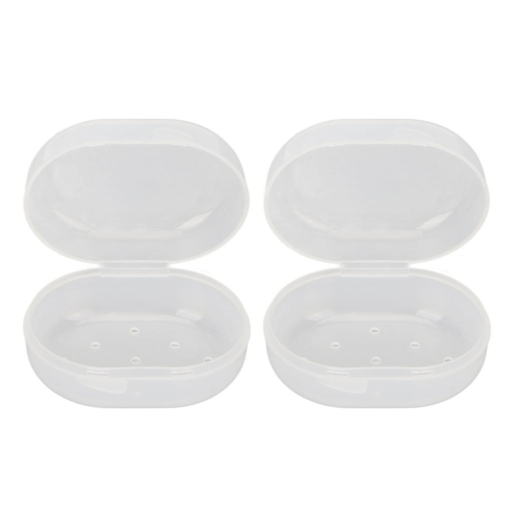 2pcs Swimming Earplug Storage Box Buckle Closure Breathable Holes Earplugs Carry Case Transparent