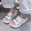 Fashion Fashion Pearl Flower Decor Wedge Slippers for Women 2025 Summer Htick Bottom Eva Sandals Woman Non Slip Soft Platform Slides