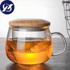 Креативная стеклянная чашка для заварки чая с прозрачной ручкой-фильтром, бамбуковая крышка, термостойкая цветочная чайная чашка, офисная чайная кружка, посуда для напитков