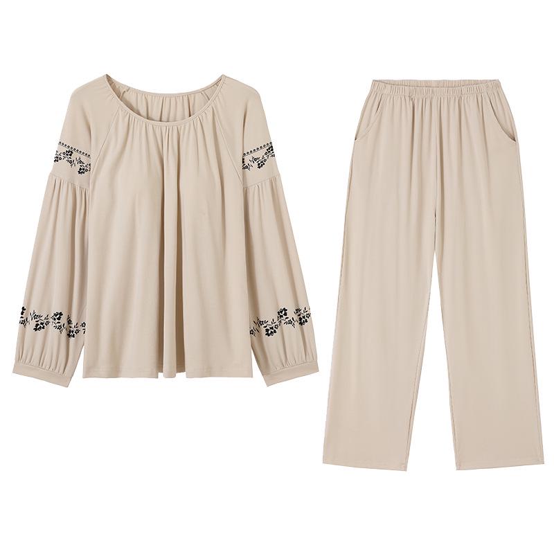 Women's Pure Cotton Long Sleeve Pajama Set with Chest Pads - 2025 Autumn Collection