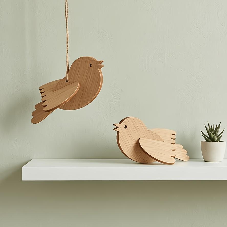 10 Sets of Wooden Bird-Shaped Ornaments, Wooden Bird Shapes for DIY Coloring, Children's Educational Tools, Handmade Holiday Decorations, Holiday P