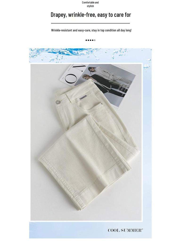 Женские джинсы с высокой посадкой, свободные, с широкими штанинами - Лето 2025, Повседневные, Прямые, Прилегающего кроя для миниатюрных размеров