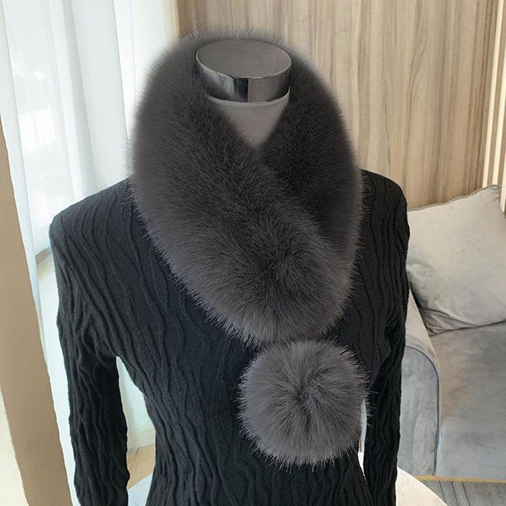 Solid Warm Soft Artificial Wool Bib Women Scarf Fur Collar Imitation Fur Scarf with Pompom