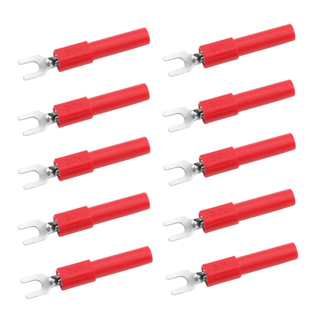 10pcs 4mm Fork Spade Wire Connectors U Type Electrical Crimp Terminal for Testing Multimeter