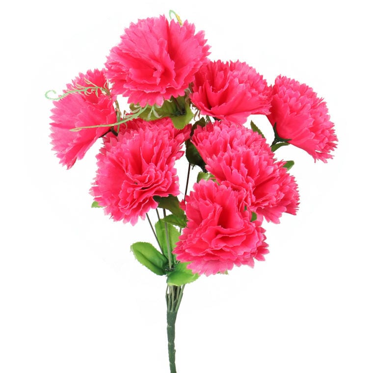 Bouquet of 9 carnations with tendrils, pink