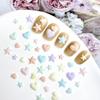 Plaid Resin Heart and Star Nail Art Decorations Flat Colorful Girl Nail Accessories DIY Accessories