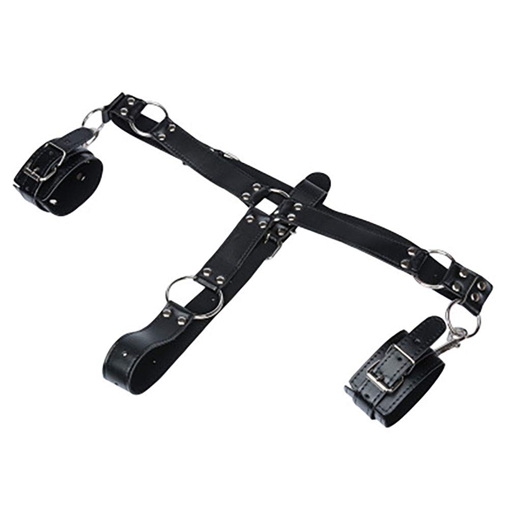 Warmtrees SM Goods Chastity Belt PU Chastity Pants Belt Stainless Steel with Long Chain Bondage Harness Restraints Adjustable Sexy Underwear for Men