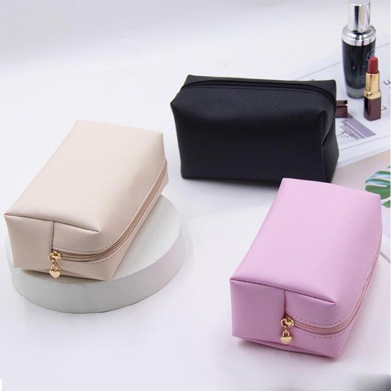 Travel Makeup Bag PU Leather Make Up Pouch Travel Wash Toiletry Organizer Purse Cosmetic Bag Storage Handbag for Women Girls