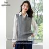 Чушень Женский Ретро Вязаный Жилет с V-образным вырезом для многослойности