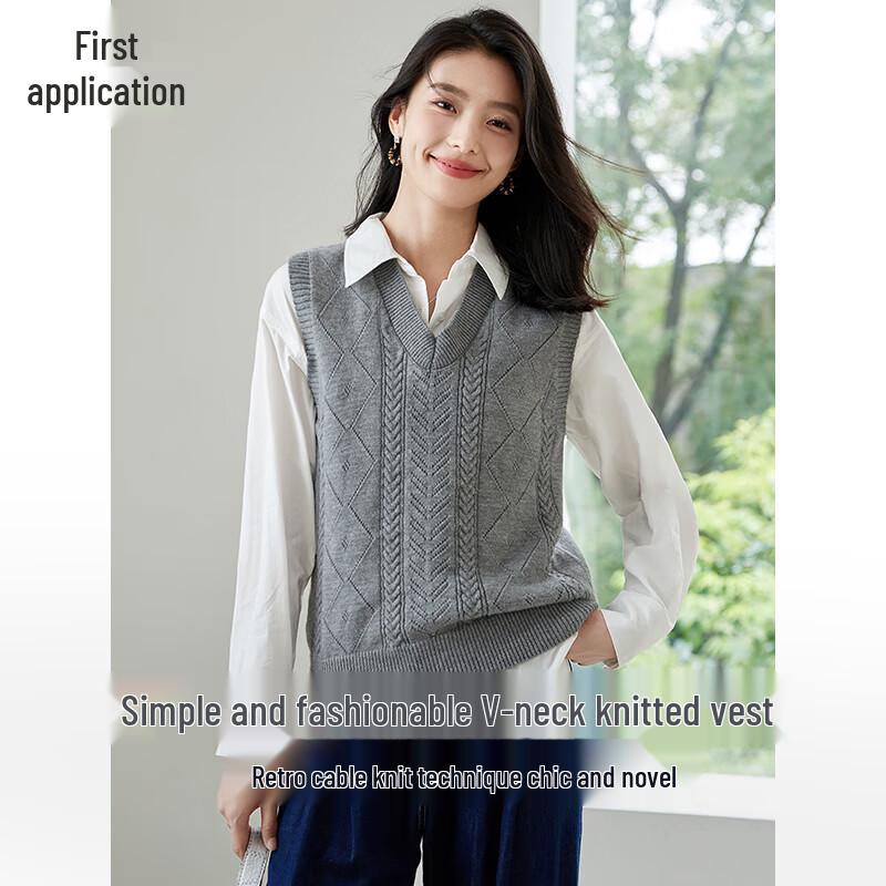 Чушень Женский Ретро Вязаный Жилет с V-образным вырезом для многослойности