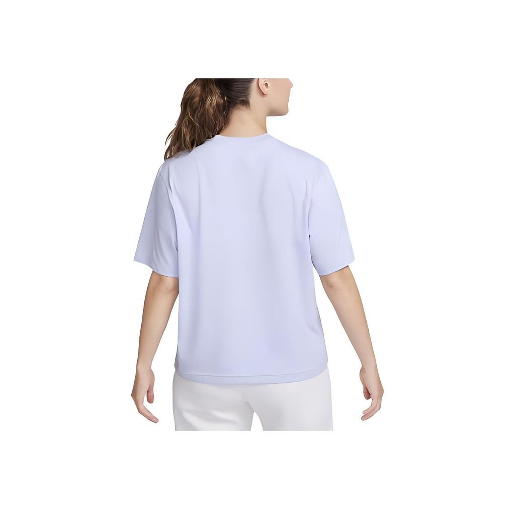 Nike Женские спортивные футболки в рубчик с круглым вырезом и вышитым логотипом FFF, кислородно-фиолетовые FD0982-536