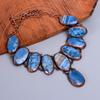 Natural Owyhee Blue Opal Copper Mother Gift Electroformed Chain Necklace Jewelry V-83