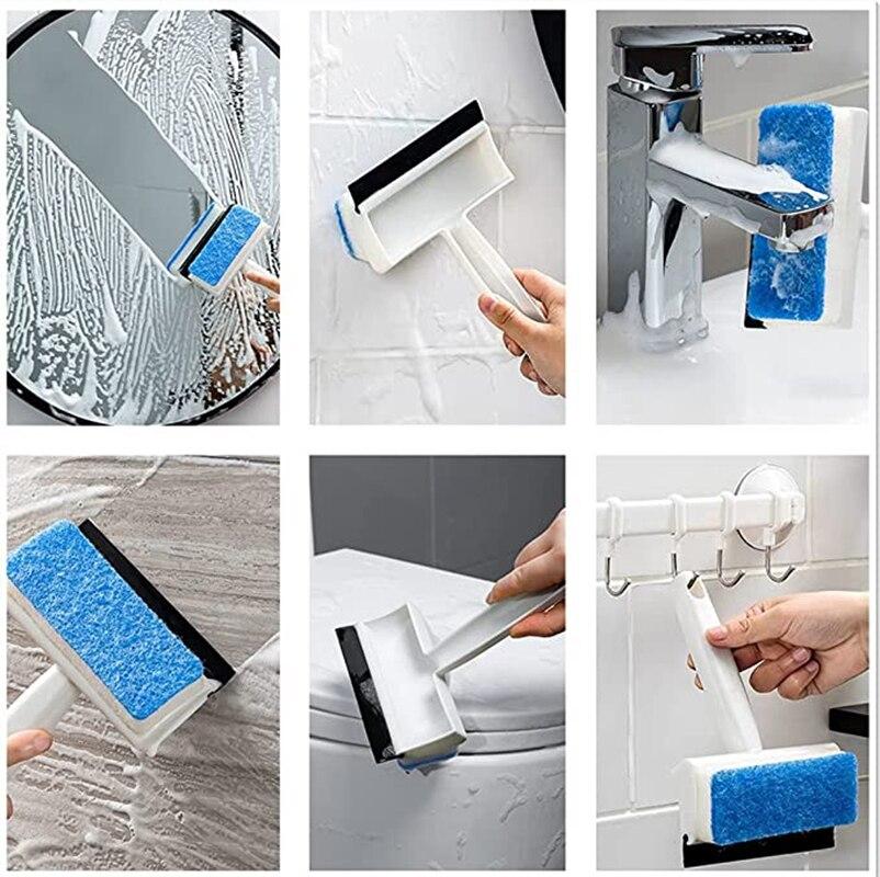 Скребок для стеклоочистителя для зеркала, щетка для чистки стекла двойного назначения, бытовая плитка для ванной комнаты, можно повесить с ручкой, щетка для чистки окон