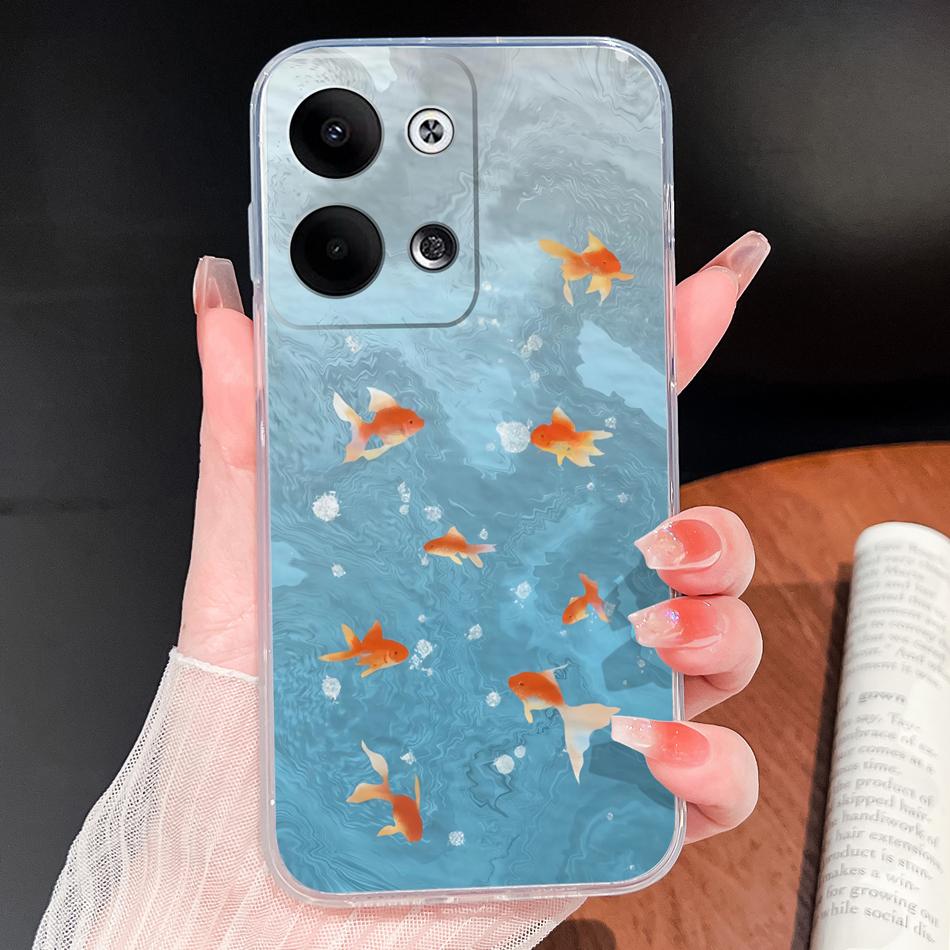 Чехол для телефона Oppo Reno 9 Pro Plus 5G Милый Мультяшный Мягкий ТПУ Прозрачный Силикон Легкая Задняя Крышка Для Oppo Reno9 Funda