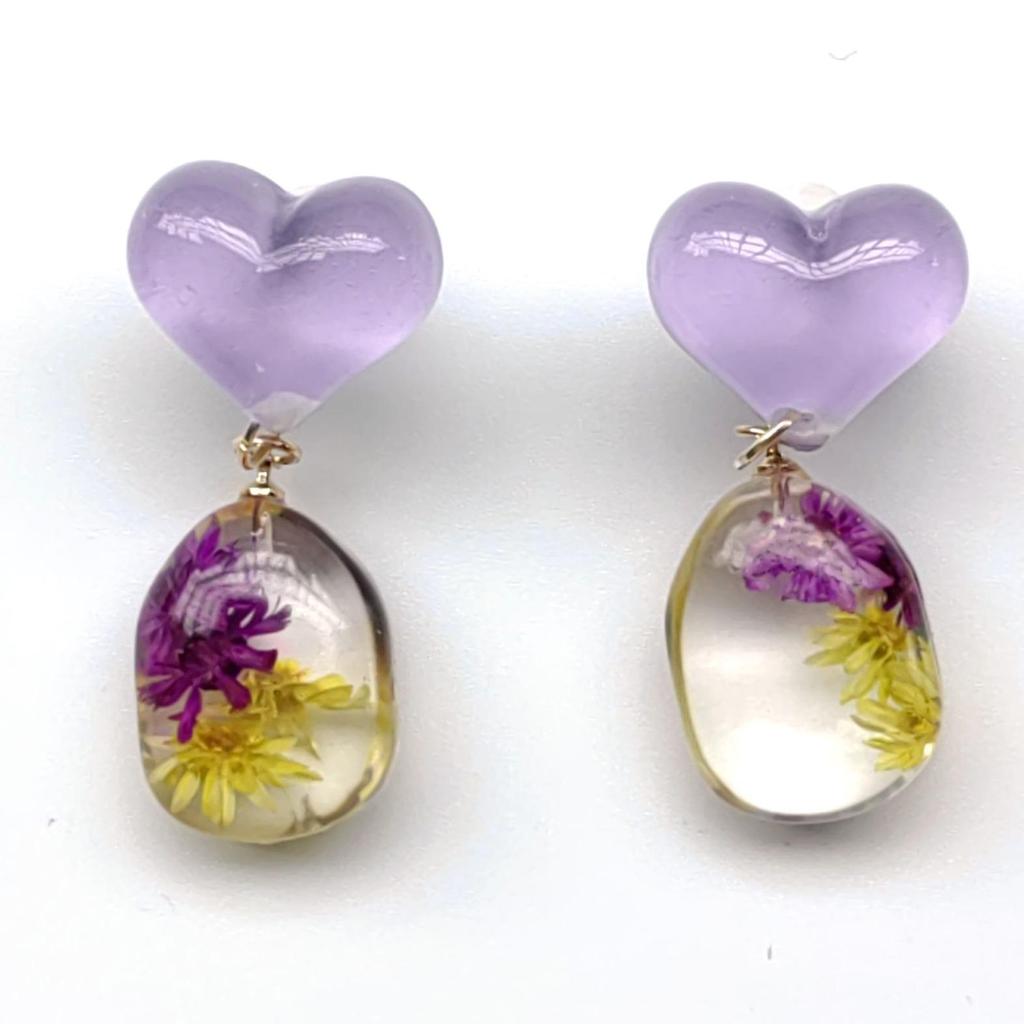Natural Dried Flower Earrings: 925 Sterling Silver Dangles with Preserved Floral Specimens