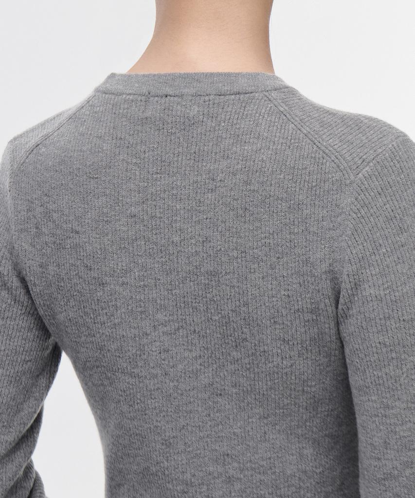 MUSINSA STANDARD WOMAN Women'S Ribbed Slim Crew Neck Knit [Medium Grey]