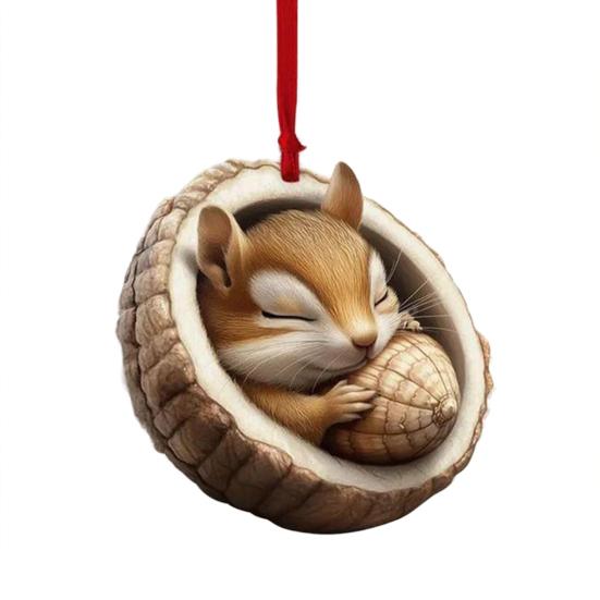 Сова Енот Рождественское Украшение 2D Печатный Акриловый Подвесной Декор для Елки Праздничная Животная Подвеска на Елку