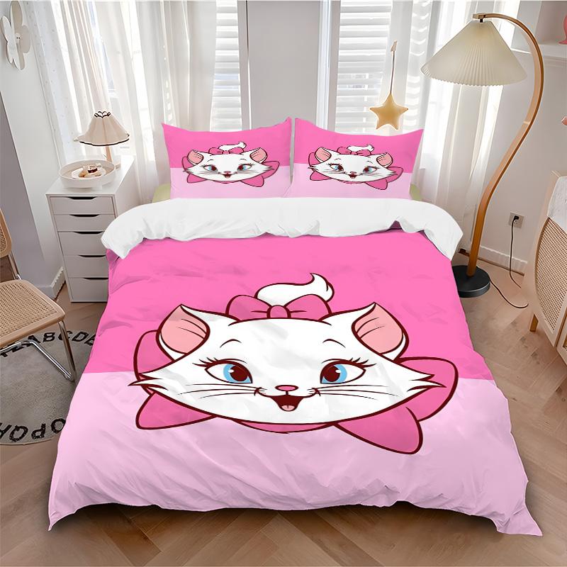 Pink Kitty Portrait Print 3Pcs Bedding Setduvet Cover With 2 Bedropillowcase Home Birthday Gift