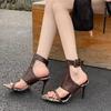 Sexy Peep Toe Summer Sandals Shoes Ankle Boots for Women Fashion Buckle High Heels Party Wedding Dance Shoes Ladies