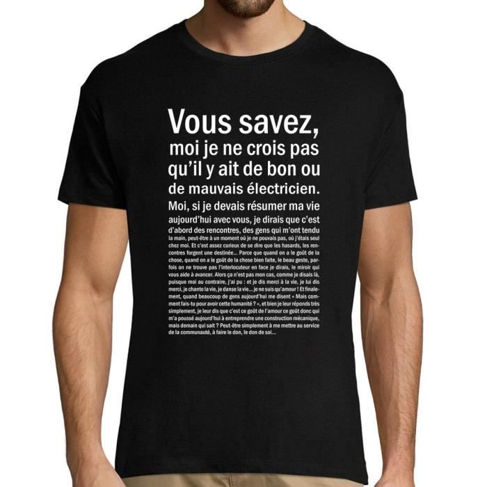 T-Shirt Homme - Bonne ou Mauvais Électricien - Noir - Manches Courtes - Col Arrondi