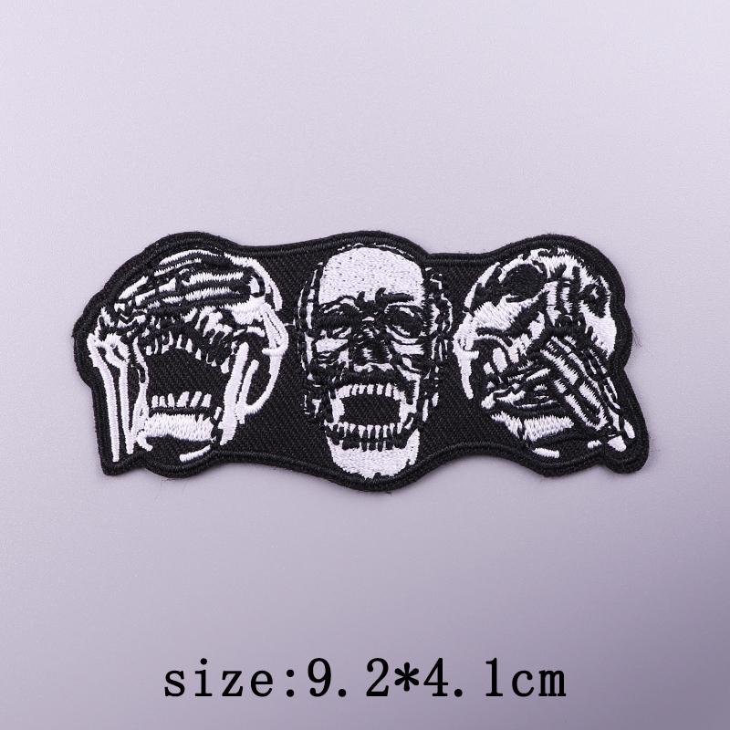 Нашивки с вышивкой в стиле Хип-хоп и Панк для одежды, Нашивка с изображением черепа в стиле Хоррор, Термонаклейки для одежды, Значки