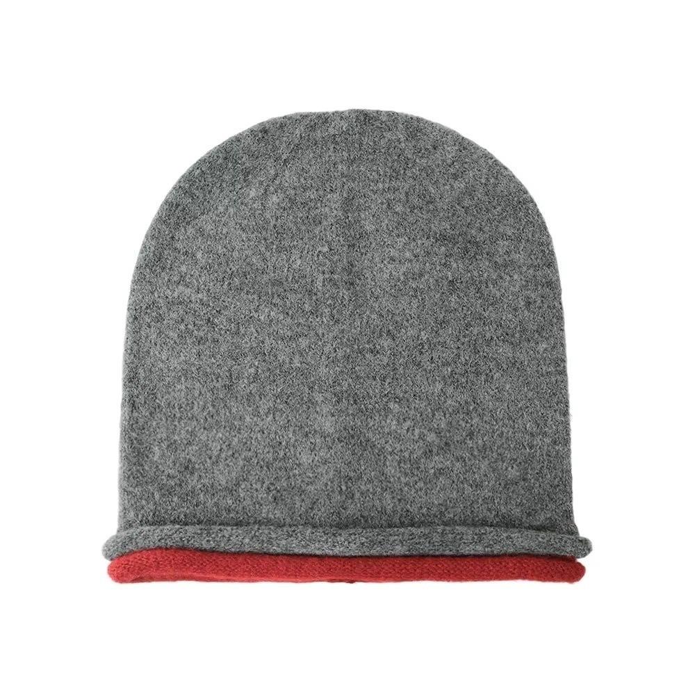 Double-sided Knitted Stacked Hat Streetwear Brimless Beanie Cap Pullover Cap  Women Girls